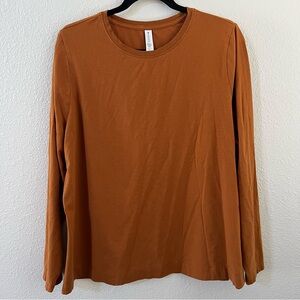 Athleta Crewneck Long Sleeve OutBound Top Size XL Athletic Brown Orange Color